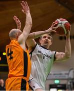 3 April 2022; Paddy Kelly of Dublin Vikings in action against Noel O'Hara of Midland Masters during the InsureMyHouse.ie Masters Over 40’s Men National Cup Final match between Midlands Masters, Laois and Dublin Vikings at the National Basketball Arena in Dublin. Photo by Brendan Moran/Sportsfile