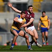 3 April 2022; Conor Cox of Roscommon in action against Damien Comer of Galway during the Allianz Football League Division 2 Final match between Roscommon and Galway at Croke Park in Dublin. Photo by Eóin Noonan/Sportsfile
