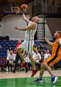 3 April 2022; Ian Durham of Dublin Vikings in action against Rody McEvoy of Midland Masters during the InsureMyHouse.ie Masters Over 40’s Men National Cup Final match between Midlands Masters, Laois and Dublin Vikings at the National Basketball Arena in Dublin. Photo by Brendan Moran/Sportsfile