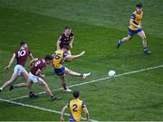 3 April 2022; Diarmuid Murtagh of Roscommon shoots to score his side's first goal during the Allianz Football League Division 2 Final match between Roscommon and Galway at Croke Park in Dublin. Photo by Piaras Ó Mídheach/Sportsfile