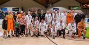 3 April 2022; The two teams pose for a photo after the InsureMyHouse.ie Masters Over 40’s Men National Cup Final match between Midlands Masters, Laois and Dublin Vikings at the National Basketball Arena in Dublin. Photo by Brendan Moran/Sportsfile