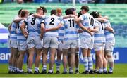 3 April 2022; Blackrock College players huddle during the Bank of Ireland Leinster Rugby Schools Senior Cup Final match between Gonzaga College and Blackrock College at the RDS Arena in Dublin. Photo by Harry Murphy/Sportsfile