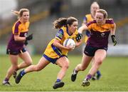 3 April 2022; Róisín Wynne of Roscommon in action against Sherene Hamiliton of Wexford during the Lidl Ladies Football National League Division 3 Final match between Roscommon and Wexford at St Brendan's Park in Birr, Offaly. Photo by Ben McShane/Sportsfile