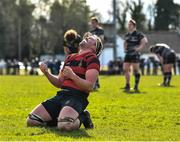 3 April 2022; Garry Dunne of Kilkenny celebrates after the Bank of Ireland Leinster Rugby Provincial Towns Cup Semi-Final match between Dundalk and Kilkenny at Naas RFC in Naas, Kildare. Photo by David Fitzgerald/Sportsfile