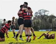 3 April 2022; Kilkenny players celebrate after the Bank of Ireland Leinster Rugby Provincial Towns Cup Semi-Final match between Dundalk and Kilkenny at Naas RFC in Naas, Kildare. Photo by David Fitzgerald/Sportsfile