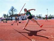 3 April 2022; Lily O'Riordan of Carraig-Na-Bhfear AC, Cork, competing in the under 19 girls javelin during the AAI National Spring Throws Championships at Templemore Athletics Club in Tipperary. Photo by Sam Barnes/Sportsfile