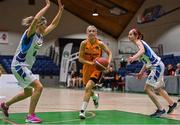 3 April 2022; Grainne Tomlinson of Midland Masters in action against Maria Harty and Mai O'Leary of Glanmire during the InsureMyHouse.ie Masters Over 40’s Women National Cup Final match between Glanmire, Cork and Midlands Masters, Laois at the National Basketball Arena in Dublin. Photo by Brendan Moran/Sportsfile