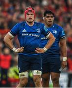 2 April 2022; Josh van der Flier and Michael Ala'alatoa of Leinster during the United Rugby Championship match between Munster and Leinster at Thomond Park in Limerick. Photo by Harry Murphy/Sportsfile