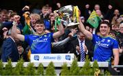 3 April 2022; Kerry joint captains David Clifford and Joe O'Connor lift the cup after the Allianz Football League Division 1 Final match between Kerry and Mayo at Croke Park in Dublin. Photo by Eóin Noonan/Sportsfile