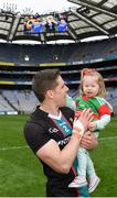 3 April 2022; Lee Keegan of Mayo and his daughter Líle after the Allianz Football League Division 1 Final match between Kerry and Mayo at Croke Park in Dublin. Photo by Eóin Noonan/Sportsfile