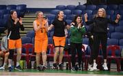 3 April 2022; The Midland Masters substitutes bench celebrate victory in the InsureMyHouse.ie Masters Over 40’s Women National Cup Final match between Glanmire, Cork and Midlands Masters, Laois at the National Basketball Arena in Dublin. Photo by Brendan Moran/Sportsfile