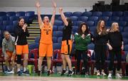 3 April 2022; The Midland Masters substitutes bench, including Edel Larkin, 6, celebrate victory in the InsureMyHouse.ie Masters Over 40’s Women National Cup Final match between Glanmire, Cork and Midlands Masters, Laois at the National Basketball Arena in Dublin. Photo by Brendan Moran/Sportsfile