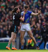 3 April 2022; Pádraig O'Hora of Mayo and David Clifford of Kerry jostle during the Allianz Football League Division 1 Final match between Kerry and Mayo at Croke Park in Dublin. Photo by Ray McManus/Sportsfile