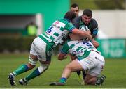 2 April 2022;  Sammy Arnold of Connacht is tackled by Michele Lamaro of Benetton and Nahuel Tetaz of Benetton during the United Rugby Championship match between Benetton and Connacht at Stadio di Monigo in Treviso, Italy. Photo by Roberto Bregani/Sportsfile