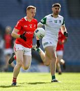 2 April 2022; Donal McKenny of Louth in action against Josh Ryan of Limerick during the Allianz Football League Division 3 Final match between Louth and Limerick at Croke Park in Dublin. Photo by Piaras Ó Mídheach/Sportsfile