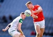 2 April 2022; Ciarán Byrne of Louth passes under pressure from Brian Fanning of Limerick during the Allianz Football League Division 3 Final match between Louth and Limerick at Croke Park in Dublin. Photo by Piaras Ó Mídheach/Sportsfile