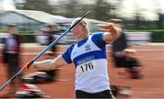 3 April 2022; Denis Delany of Dunboyne AC, Wicklow, competing in the 50-59 men's javelin during the AAI National Spring Throws Championships at Templemore Athletics Club in Tipperary. Photo by Sam Barnes/Sportsfile