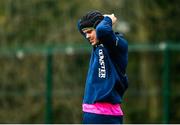 4 April 2022; James Ryan fixes his scrum cap during Leinster Rugby squad training session at UCD in Dublin. Photo by Harry Murphy/Sportsfile
