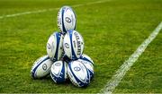 4 April 2022; Champions Cup balls are seen during Leinster Rugby squad training session at UCD in Dublin. Photo by Harry Murphy/Sportsfile