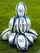4 April 2022; Champions Cup balls are seen during Leinster Rugby squad training session at UCD in Dublin. Photo by Harry Murphy/Sportsfile