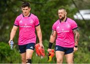 4 April 2022; Andrew Porter and Dan Sheehan during Leinster Rugby squad training session at UCD in Dublin. Photo by Harry Murphy/Sportsfile