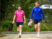 4 April 2022; Luke McGrath and Ciarán Frawley during Leinster Rugby squad training session at UCD in Dublin. Photo by Harry Murphy/Sportsfile