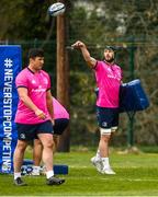 4 April 2022; Caelan Doris, right, during Leinster Rugby squad training session at UCD in Dublin. Photo by Harry Murphy/Sportsfile