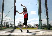 3 April 2022; Adrienne Gallen of Lifford Strabane AC, Donegal, competing in the under 19 women's hammer during the AAI National Spring Throws Championships at Templemore Athletics Club in Tipperary. Photo by Sam Barnes/Sportsfile
