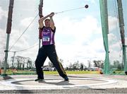 3 April 2022; Larry O'Grady of Mooreabbey Milers AC, Limerick, competing in the 60-69 men's hammer during the AAI National Spring Throws Championships at Templemore Athletics Club in Tipperary. Photo by Sam Barnes/Sportsfile