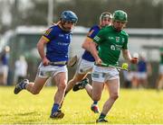 2 April 2022; Tom Keenan of Fermanagh in action against Keelan Cox of Longford during the Allianz Hurling League Division 3B Final match between Fermanagh and Longford at Avant Money Páirc Seán Mac Diarmada in Carrick-on-Shannon, Leitrim. Photo by Michael P Ryan/Sportsfile