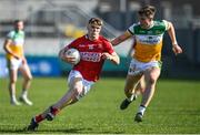 27 March 2022; Luke Fahy of Cork in action against Johnny Moloney of Offaly during the Allianz Football League Division 2 match between Offaly and Cork at Bord na Mona O'Connor Park in Tullamore, Offaly. Photo by Sam Barnes/Sportsfile