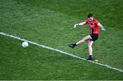3 April 2022; Mayo goalkeeper Rory Byrne takes a kick-out during the Allianz Football League Division 1 Final match between Kerry and Mayo at Croke Park in Dublin. Photo by Piaras Ó Mídheach/Sportsfile