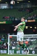 29 March 2022; Nathan Collins of Republic of Ireland warms up before the international friendly match between Republic of Ireland and Lithuania at the Aviva Stadium in Dublin. Photo by Sam Barnes/Sportsfile