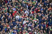 3 April 2022; Supporters of both teams, in the Hogan Stand, during the National Anthem before the Allianz Football League Division 1 Final match between Kerry and Mayo at Croke Park in Dublin. Photo by Ray McManus/Sportsfile