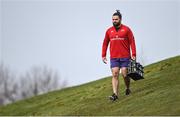 5 April 2022; Kevin O'Byrne arrives for Munster rugby squad training at University of Limerick in Limerick. Photo by Piaras Ó Mídheach/Sportsfile