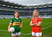 5 April 2022; Armagh captain Kelly Mallon and Kerry captain Anna Galvin in attendance at Croke Park ahead of next Sunday’s Lidl National League Divisions 1 and 2 Finals at the venue. Armagh will play Kerry in the Division 2 Final at 2pm, followed by the Division 1 Final between Donegal and Meath at 4pm. Both games will be televised live on TG4 and ticket information is available by visiting https://bit.ly/3Ni0LRN #SeriousSupport Photo by David Fitzgerald/Sportsfile