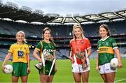 5 April 2022; Donegal captain Niamh McLaughlin, Meath captain Shauna Ennis, Armagh captain Kelly Mallon and Kerry captain Anna Galvin pictured at Croke Park ahead of next Sunday’s Lidl National League Divisions 1 and 2 Finals at the venue. Armagh will play Kerry in the Division 2 Final at 2pm, followed by the Division 1 Final between Donegal and Meath at 4pm. Both games will be televised live on TG4 and ticket information is available by visiting https://bit.ly/3Ni0LRN #SeriousSupport Photo by David Fitzgerald/Sportsfile