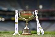 5 April 2022; The Division Two trophy pictured at Croke Park ahead of next Sunday’s Lidl National League Divisions 1 and 2 Finals at the venue. Armagh will play Kerry in the Division 2 Final at 2pm, followed by the Division 1 Final between Donegal and Meath at 4pm. Both games will be televised live on TG4 and ticket information is available by visiting https://bit.ly/3Ni0LRN #SeriousSupport Photo by David Fitzgerald/Sportsfile