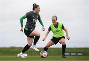 5 April 2022; Lucy Quinn, left, and Ciara Grant during a Republic of Ireland Women training session at the FAI National Training Centre in Abbotstown, Dublin. Photo by Stephen McCarthy/Sportsfile