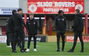 5 April 2022; Bohemians players walk the pitch before the SSE Airtricity League Premier Division match between Sligo Rovers and Bohemians at The Showgrounds in Sligo. Photo by Ramsey Cardy/Sportsfile