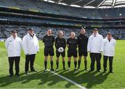 3 April 2022; Referee Niall Cullen and his officials before the Allianz Football League Division 2 Final match between Roscommon and Galway at Croke Park in Dublin. Photo by Ray McManus/Sportsfile