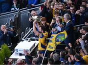 3 April 2022; Roscommon captain Donie Smith lifts the cup after his side's victory in the Allianz Football League Division 2 Final match between Roscommon and Galway at Croke Park in Dublin. Photo by Piaras Ó Mídheach/Sportsfile