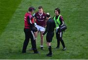3 April 2022; Jack Glynn of Galway receives medical attention for an injury during the Allianz Football League Division 2 Final match between Roscommon and Galway at Croke Park in Dublin. Photo by Piaras Ó Mídheach/Sportsfile