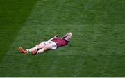 3 April 2022; Jack Glynn of Galway awaits medical attention for an injury during the Allianz Football League Division 2 Final match between Roscommon and Galway at Croke Park in Dublin. Photo by Piaras Ó Mídheach/Sportsfile