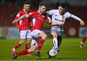 5 April 2022; Karl O'Sullivan of Sligo Rovers in action against Dawson Devoy of Bohemians during the SSE Airtricity League Premier Division match between Sligo Rovers and Bohemians at The Showgrounds in Sligo. Photo by Ramsey Cardy/Sportsfile
