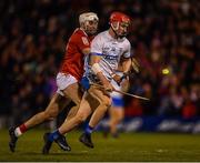 2 April 2022; Carthach Daly of Waterford is tackled by Tim O’Mahony of Cork during the Allianz Hurling League Division 1 Final match between Cork and Waterford at FBD Semple Stadium in Thurles, Tipperary. Photo by Ray McManus/Sportsfile