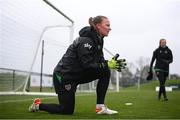6 April 2022; Goalkeeper Courtney Brosnan during a Republic of Ireland women training session at the FAI National Training Centre in Abbotstown, Dublin. Photo by Stephen McCarthy/Sportsfile