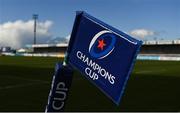 8 April 2022; A sideline flag is seen before the Heineken Champions Cup Round of 16 first leg match between Connacht and Leinster at the Sportsground in Galway. Photo by Harry Murphy/Sportsfile