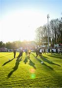 8 April 2022; The Dundalk team warm-up before the SSE Airtricity League Premier Division match between St Patrick's Athletic and Dundalk at Richmond Park in Dublin. Photo by Ramsey Cardy/Sportsfile