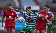 8 April 2022; Lee Grace of Shamrock Rovers in action against Jordan McEneff of Shelbourne during the SSE Airtricity League Premier Division match between Shelbourne and Shamrock Rovers at Tolka Park in Dublin. Photo by Seb Daly/Sportsfile